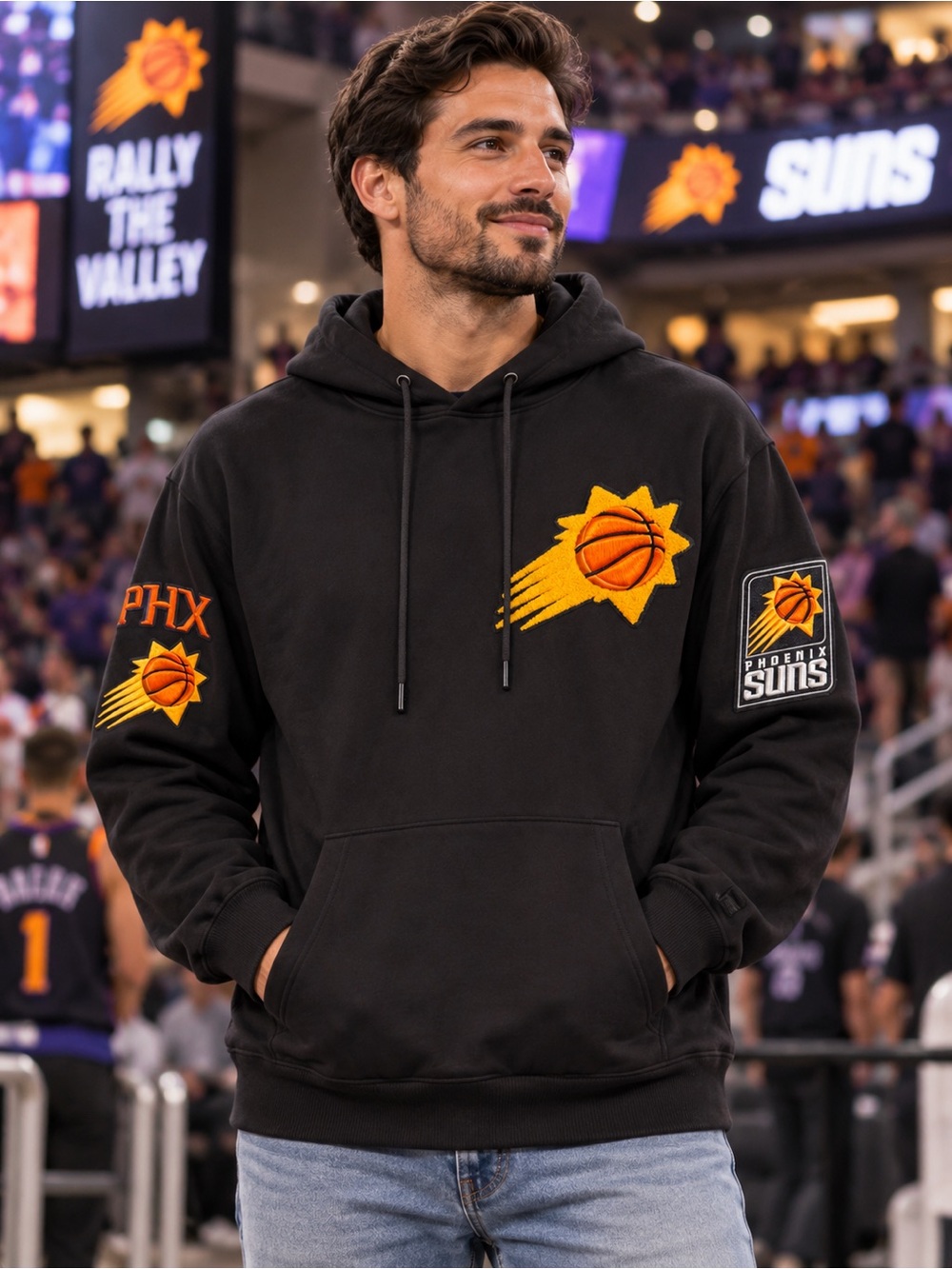 🆕 Pro Standard Phoenix Suns Men’s XL Black Chenille Patch Hoodie NWT🔥